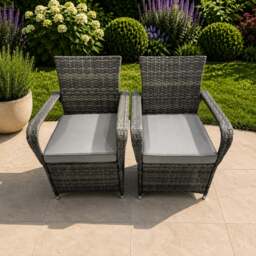 Rackhams 2 x Rattan Garden Dining Chairs - Grey - thumbnail 1