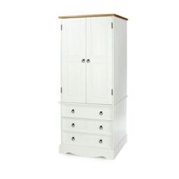 Rackhams Corona 2 Door & 3 Drawer Wardrobe, Waxed Finish - White - thumbnail 1