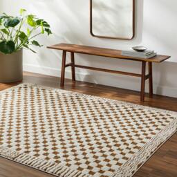 Rackhams Freud-Modern Ivory Brown High Pile Checkered Rug - 200 x 275 cm - thumbnail 1