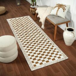 Rackhams Freud-Modern Ivory Brown High Pile Checkered Rug - 200 x 275 cm - thumbnail 5