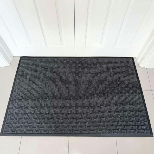 Rackhams Indoor/Outdoor Entrance Mat – Absorbent Heavy Duty Non-Slip Rubber Back – Dark Grey – Multiple Sizes - 60 x 90cm - image 1