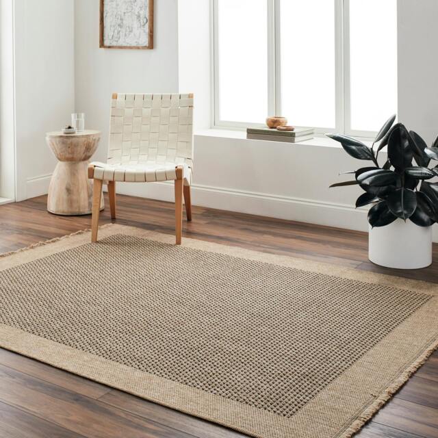 Rackhams Mirage-Cottage Tan Black Fringe In- & Outdoor Jute-Look Rug - 160 x 213 cm - image 1