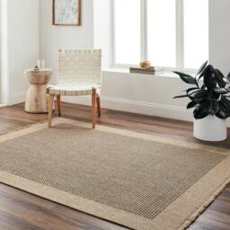 Rackhams Mirage-Cottage Tan Black Fringe In- & Outdoor Jute-Look Rug - 160 x 213 cm - thumbnail 1