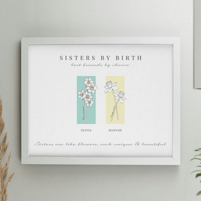 Rackhams Personalised Birth Flower Family of 2 White Framed Print - image 1
