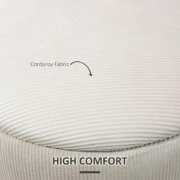 Rackhams Set of 2 Round Ottoman with Storage, Fabric Vanity Stool for Makeup, Footrest Stool with Removable Lid for Living Room & Bedroom, Cream White - thumbnail 6