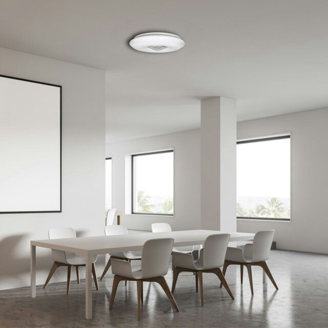 Rackhams Vela White LED Ceiling Lamp 24W(120W) 42cm  Dimmable And Colour Temperature Adjustable Via Included Remote Control - image 1