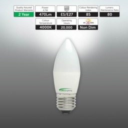 Rackhams E27 Edison Screw LED Candle 4.7W Energy Saving Light Bulbs - Pack of 6 - thumbnail 3