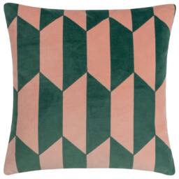 Rackhams Kalho Jacquard Velvet Cushion Cover - Pink/Green - 45cm x 45cm - Pink/Green - 100% Polyester