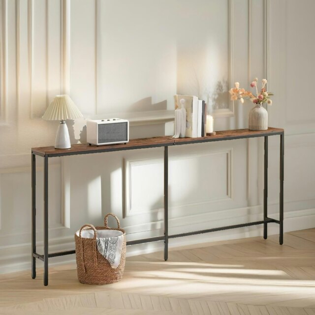 Rackhams Wide Narrow Hallway Slim Console Table Rustic Brown - image 1