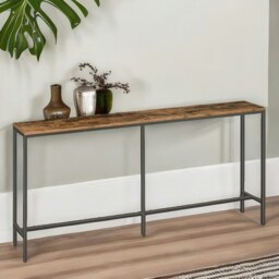 Rackhams Wide Narrow Hallway Slim Console Table Rustic Brown - thumbnail 3