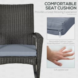 Rackhams Garden Rattan Rocking Chair, Bistro Recliner Rocker Furniture Seater - Grey - PE rattan, Fabric, Steel - 66cm x 88cm x 98cm - thumbnail 4