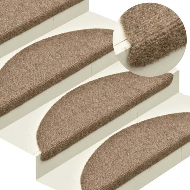 Rackhams Self-adhesive Stair Mats 10 pcs Cream 65x21x4 cm Needle Punch