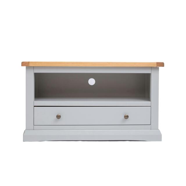Rackhams Loreo Light Grey 1 Drawer TV Cabinet Brass Knob - Light Grey - image 1
