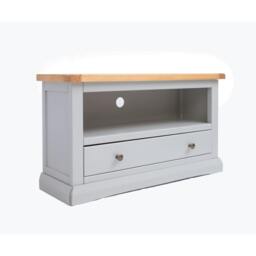 Rackhams Loreo Light Grey 1 Drawer TV Cabinet Brass Knob - Light Grey - thumbnail 2