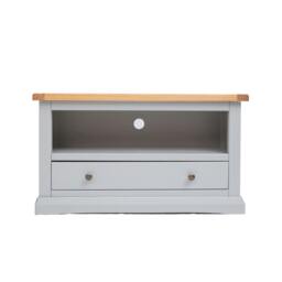 Rackhams Loreo Light Grey 1 Drawer TV Cabinet Brass Knob - Light Grey