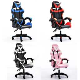 Rackhams Adjustable Ergonomic Computer Office Desk Chair - Pink & White - thumbnail 2