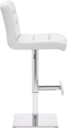Rackhams Luscious Deluxe Real Leather Breakfast Bar Stool, Chrome Footrest, Adjustable Swivel Gas Lift, Home Bar & Kitchen Barstool, White - thumbnail 3