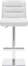 Rackhams Luscious Deluxe Real Leather Breakfast Bar Stool, Chrome Footrest, Adjustable Swivel Gas Lift, Home Bar & Kitchen Barstool, White - thumbnail 2