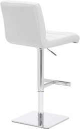 Rackhams Luscious Deluxe Real Leather Breakfast Bar Stool, Chrome Footrest, Adjustable Swivel Gas Lift, Home Bar & Kitchen Barstool, White - thumbnail 4