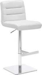 Rackhams Luscious Deluxe Real Leather Breakfast Bar Stool, Chrome Footrest, Adjustable Swivel Gas Lift, Home Bar & Kitchen Barstool, White - thumbnail 1