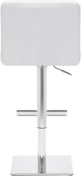 Rackhams Luscious Deluxe Real Leather Breakfast Bar Stool, Chrome Footrest, Adjustable Swivel Gas Lift, Home Bar & Kitchen Barstool, White - thumbnail 5