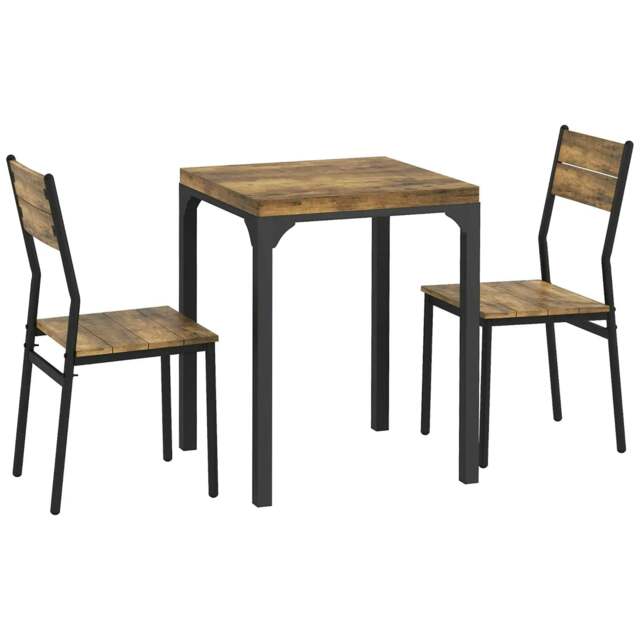 Rackhams Three-Piece Minimal and Compact Dining Set, Rustic Brown - image 1
