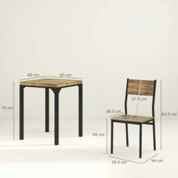 Rackhams Three-Piece Minimal and Compact Dining Set, Rustic Brown - thumbnail 3