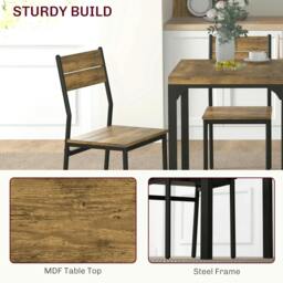 Rackhams Three-Piece Minimal and Compact Dining Set, Rustic Brown - thumbnail 5
