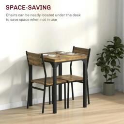Rackhams Three-Piece Minimal and Compact Dining Set, Rustic Brown - thumbnail 4