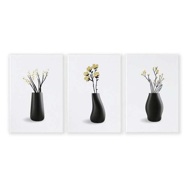 Rackhams Prints For Bathroom Walls - Set of 3 Botanical Wall art Prints - 16 x 22 inches / 40.65 cm x 56 cm - Polyester Canvas 260 gsm - Canvas wrapped - image 1
