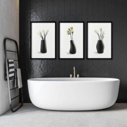 Rackhams Prints For Bathroom Walls - Set of 3 Botanical Wall art Prints - 16 x 22 inches / 40.65 cm x 56 cm - Polyester Canvas 260 gsm - Canvas wrapped - thumbnail 2