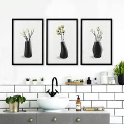 Rackhams Prints For Bathroom Walls - Set of 3 Botanical Wall art Prints - 16 x 22 inches / 40.65 cm x 56 cm - Polyester Canvas 260 gsm - Canvas wrapped - thumbnail 3