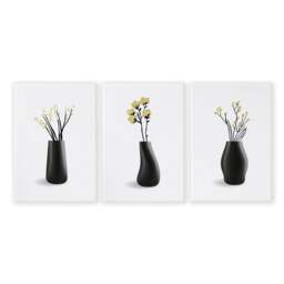 Rackhams Prints For Bathroom Walls - Set of 3 Botanical Wall art Prints - 16 x 22 inches / 40.65 cm x 56 cm - Polyester Canvas 260 gsm - Canvas wrapped