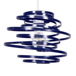 Rackhams Contemporary Navy Blue Gloss Metal Double Ribbon Spiral Swirl Pendant Shade - thumbnail 1