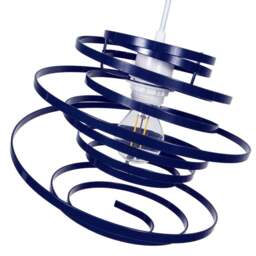 Rackhams Contemporary Navy Blue Gloss Metal Double Ribbon Spiral Swirl Pendant Shade - thumbnail 2