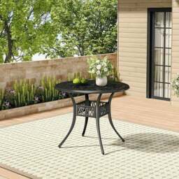 Rackhams Garden Bistro Table Round Hollow Table with Parasol Hole - Black - thumbnail 1