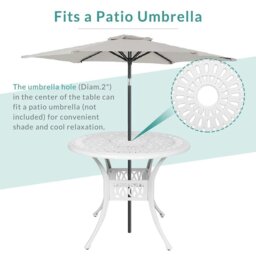 Rackhams Garden Bistro Table Round Hollow Table with Parasol Hole - Black - thumbnail 5
