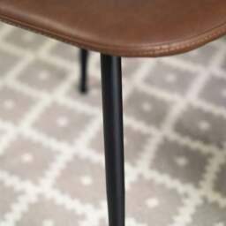 Rackhams Corona PU Leather Steel Legs Dining Chairs (Set of 4) - PU Leather Chairs - Tan - 0 - thumbnail 6