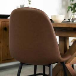 Rackhams Corona PU Leather Steel Legs Dining Chairs (Set of 4) - PU Leather Chairs - Tan - 0 - thumbnail 3