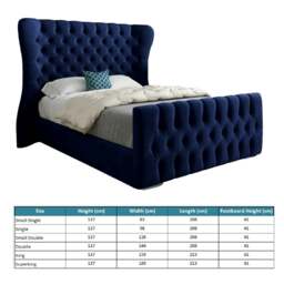Rackhams Parma Wide Curved Winged Upholstered Soft Velvet Bed Frame - Blue - Pink - Small double - thumbnail 5
