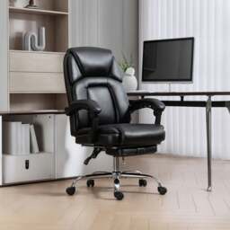 Rackhams Office Chair, Computer Desk Chair with Spring Cushion, Black - Grey - thumbnail 4