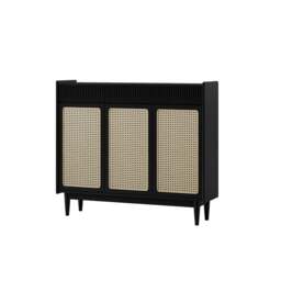 Rackhams Merton Rattan Shoe Storage With Drawer, Black - thumbnail 6