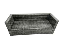 Rackhams PE Rattan Garden Furniture Set Lounge Sofa Rising Dining Table Set with Side Table 3 Footstool Dark Grey Mixed - thumbnail 5