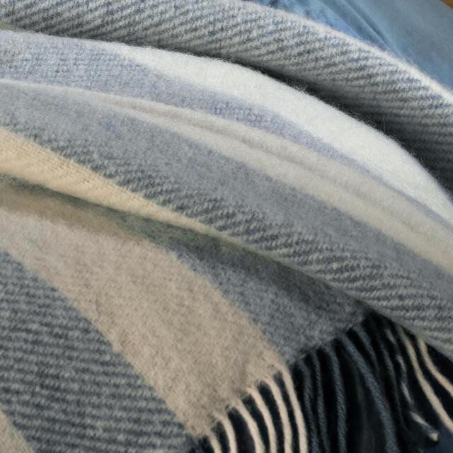 Rackhams Mediterranean Blue Brushed Wool Stripe Throw - image 1