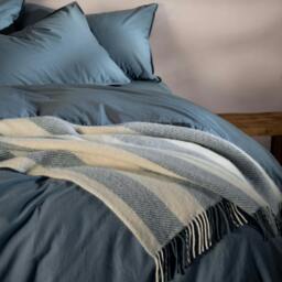 Rackhams Mediterranean Blue Brushed Wool Stripe Throw - thumbnail 3