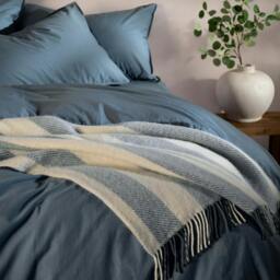 Rackhams Mediterranean Blue Brushed Wool Stripe Throw - thumbnail 5
