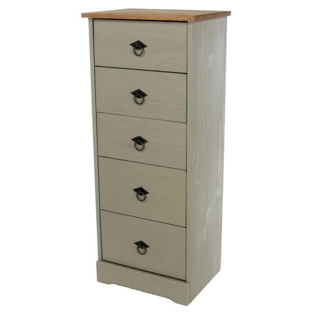 Rackhams Corona Grey Modern 5-Drawer Narrow Chest of Drawers - Grey - image 1
