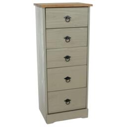 Rackhams Corona Grey Modern 5-Drawer Narrow Chest of Drawers - Grey - thumbnail 6