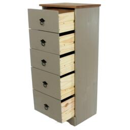 Rackhams Corona Grey Modern 5-Drawer Narrow Chest of Drawers - Grey - thumbnail 5