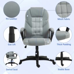 Rackhams Executive Office Chair High Back Computer Chair with Armrests Grey - Brown - thumbnail 5